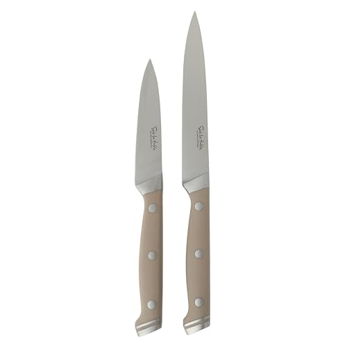14-Piece Kitchen Knife Set with Block - Forged German Steel, Taupe Variation