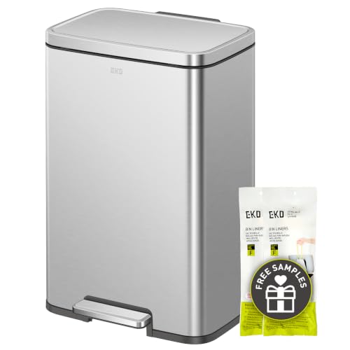 EKO Madison Matte Stainless Steel 50L Step Trash Can with Inner Liner - Fingerprint Resistant