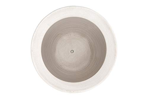 Large Matte White Embossed Stoneware Planter - Cheese Cloth Texture, 12 Inch Diameter