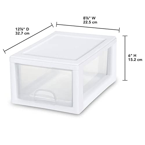 Sterilite Stacking Drawer Storage Organizer for Clothes 6 Quart 6 Pack