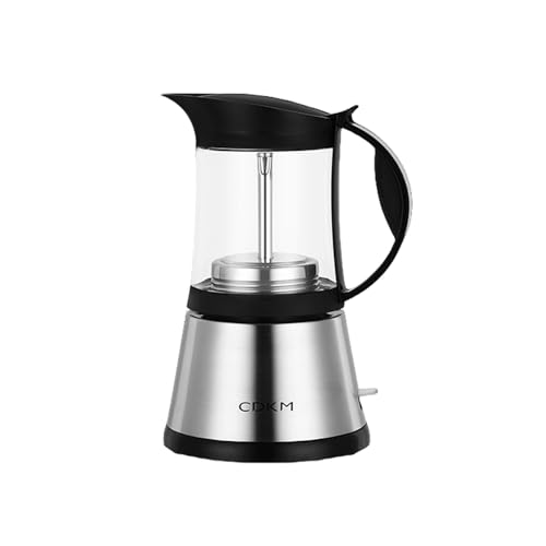 Electric Moka Coffee Maker 3/6 Cup with Glass Top, Stainless Steel Body