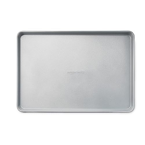 Amazon Basics Ceramic Nonstick Baking Sheets & Cooling Rack Set - Gray, Half Sheet Size, 2-Pack