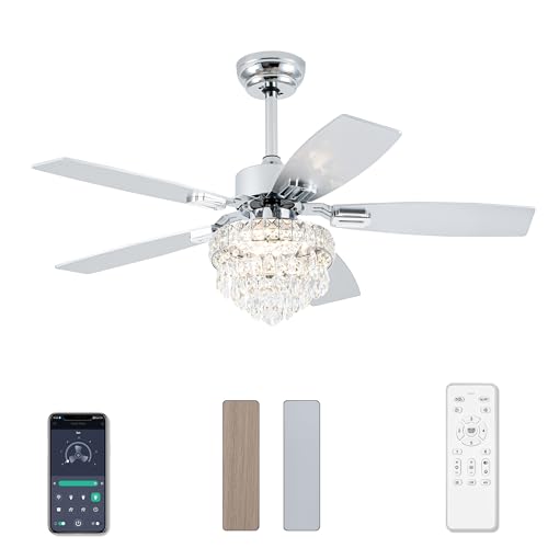 Chrome 42-Inch Ceiling Fan with Lights and Remote Control