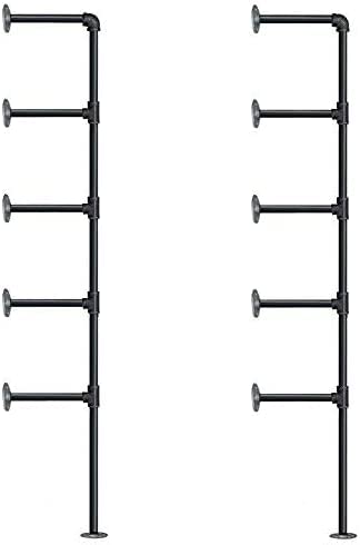 Industrial Pipe Wall Shelf Set - 14-Inch Deep DIY Open Bookshelf, Hanging & Standing Options, 2-Piece