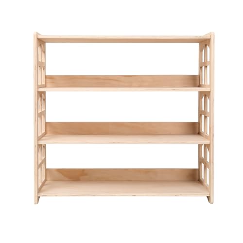 Kids Toy & Book Storage Shelf - 4-Tier Montessori-Inspired Wooden Organizer for Nursery & Playroom