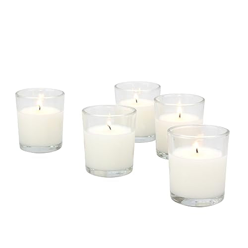 White Votive Candles Pack of 48 - Unscented Long-Lasting Glass Candles