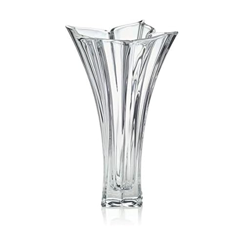 14-Inch Crystal Floral Vase with Organic Petal Design - Elegant Home Decor