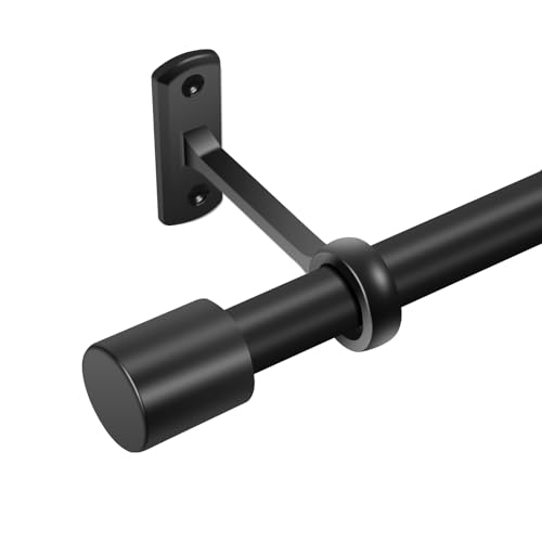 Adjustable Extra Long Curtain Rod 32-240 Inches Black Heavy Duty Metal Rod for Indoor Outdoor Room Divider