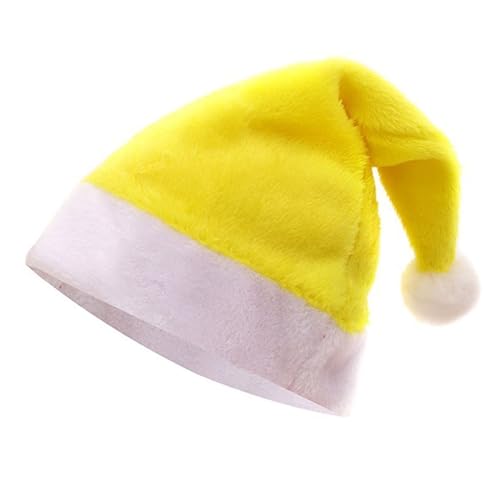 Yellow Variation Santa Hats with White Cuffs, Short Plush Christmas Costume Hats