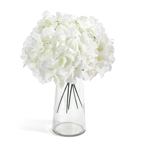 Artificial Hydrangea Flowers Bulk - Ivory, 204 pcs, Realistic Silk Blooms for Decor