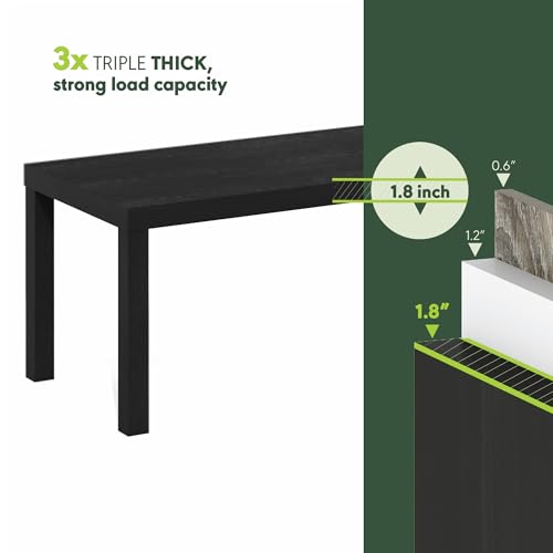 Furinno CLASSIC Black Rectangle Coffee & Printer Table, Modern Home Office Stand