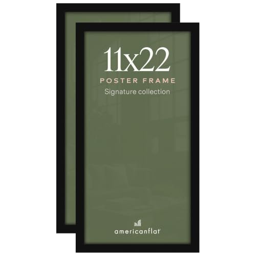 Americanflat 11x22 Black Newspaper Frame Set of 2 - Engineered Wood, Gallery Style