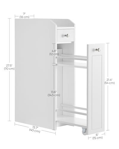 VASAGLE Cloud White Small Bathroom Storage Cabinet with Slide-Out Drawers
