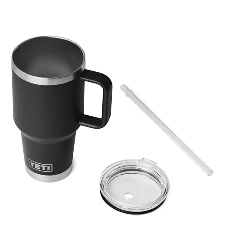 YETI Rambler 35 oz Straw Mug - Black, Insulated Travel Cup with Handle
