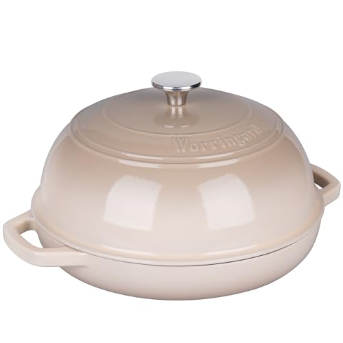 VORRINGARD 6 Qt Enameled Cast Iron Dutch Oven with Lid & Bread Baking Set - Latte