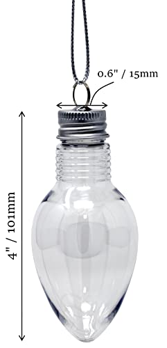Clear Fillable Light Bulb Ornaments – Pack of 24
