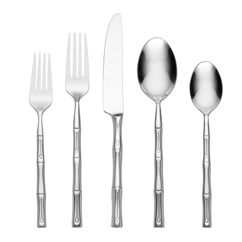 Hampton Forge Bamboo 20-Piece Flatware Set for 4 - Modern Stainless Steel Cutlery