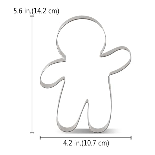 Large Gingerbread Man Cookie Cutter – Food Safe Stainless Steel, 5.6 inches