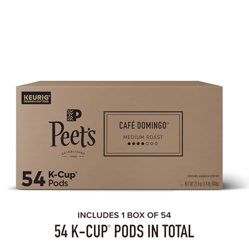 Peet's Coffee Café Domingo Medium Roast Coffee Pods - 54 K-Cups, Latin American Blend