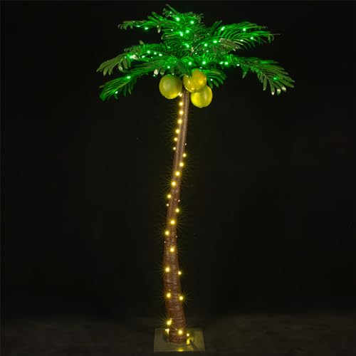 Tybeeu 5ft Lighted Palm Tree with 136 LED Lights & Glowing Coconuts - ETL UL Safe
