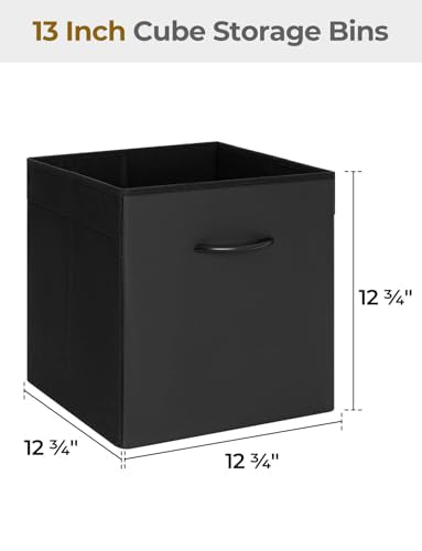 StorageWorks 13in Black Leather Cube Organizer Bins, 4-Pack - Space-Saving Storage