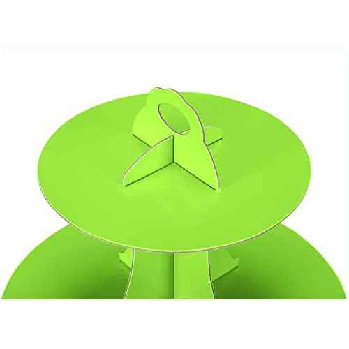 3-Tier Cupcake Stand, Cake Stand holder, Tiered DIY Cupcake Stand Tower for Dessert Table Displays, Birthday Theme Party Favors Decoration, Floral Tea Party, 12" W x 12.8" H, Green
