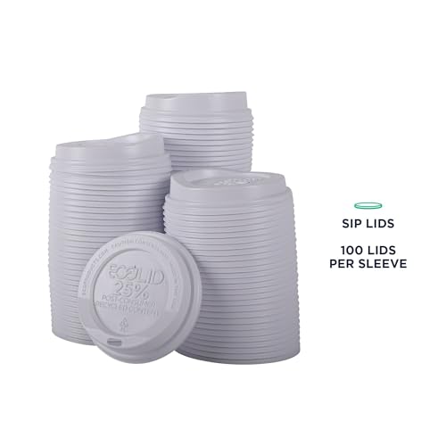 Recycled Coffee Cup Lids - White, 10-20oz, Case of 1000, Eco-Friendly, Made in USA