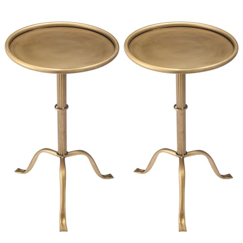 Small Metal Martini Table - Bronze, 2 Pack, Compact Side Drink Tables
