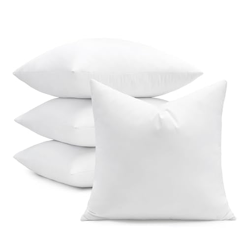 24x24 Inch Feather & Down Pillow Inserts Set of 4 - Supportive Decorative Throw Pillows