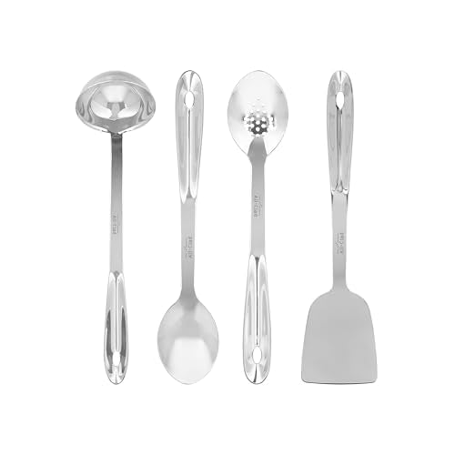 All-Clad 5-Piece Stainless Steel Kitchen Utensil Set - Includes Ladle, Spoon, Turner & Storage Caddy