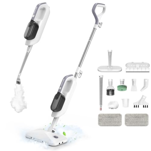 White 12-in-1 Steam Mop for Floor & Handheld Cleaning - Multi-Purpose, Fragrance Slot