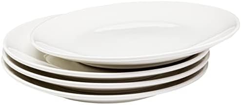 Vikko Appetizer Plates - Set of 4 White Ceramic Salad Plates | Stackable 8-Inch, Dishwasher Safe