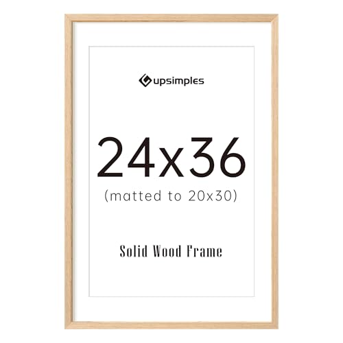 Upsimples 24x36 Natural Solid Wooden Picture Frame for Nursery Decor - 1 Pack