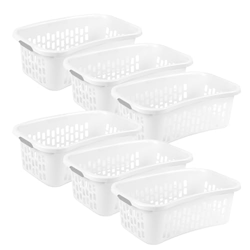 Sterilite HipHold Laundry Basket 1.5 Bushel White 6 Pack - Rectangle Clothes Hampers