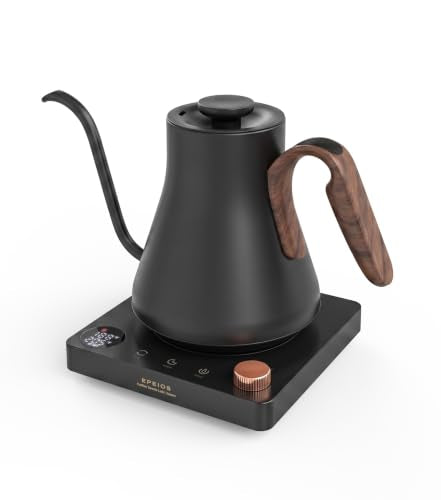 Epeios Matte Black Gooseneck Electric Kettle with Temperature Control 0.9L 1200W