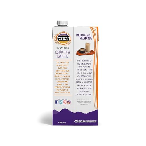 Sugar Free Chai Concentrate 32 Fl Oz Pack of 6 - Spiced Black Tea Latte