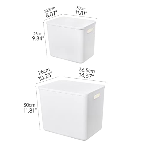 Plastic Storage Baskets with Lids 6-Pack Large & Small Organizers for Shelves, Drawers, Home & Office - 4XL+2L