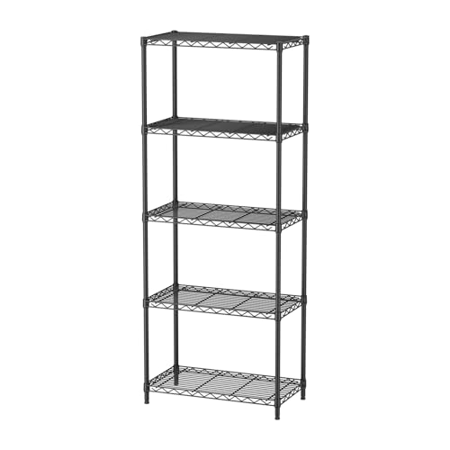 Golpart 5-Tier Adjustable Metal Wire Shelving Black 12"D x 22"W x 59"H