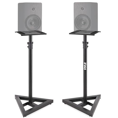 Pyle Speaker Stand Pair for SONOS Play 1 & 3 - Adjustable Height, Heavy Duty Tripod Base - Speaker Amplifier Stand, Black (Model: PSTND35.0) - Speaker Stand Mounts