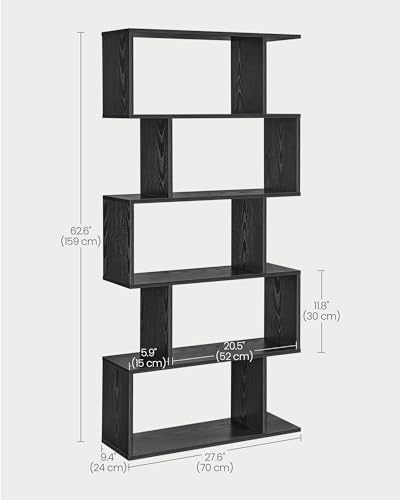 VASAGLE 5-Tier Bookcase, Open Storage, 27.6 x 9.5 62.6 Inches