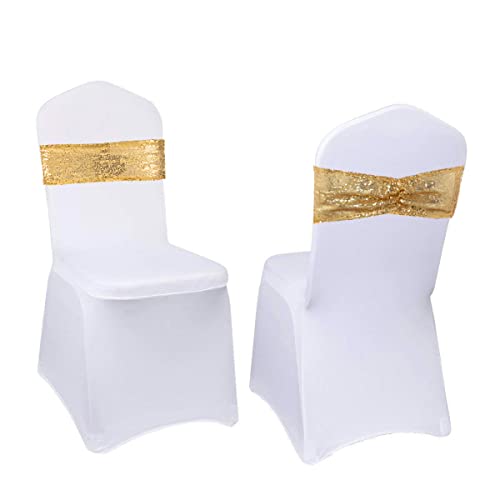 Gold Sequin Chair Sashes Set of 100 - Elegant Wedding & Party Decor