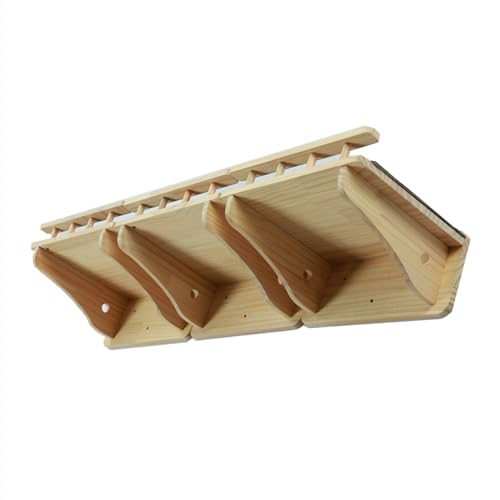 Wall Mounted Cat Shelves Set - Natural Wood 47.2 x 11.8 Inches, 3-Pack, Carpeted Perches - Variation B