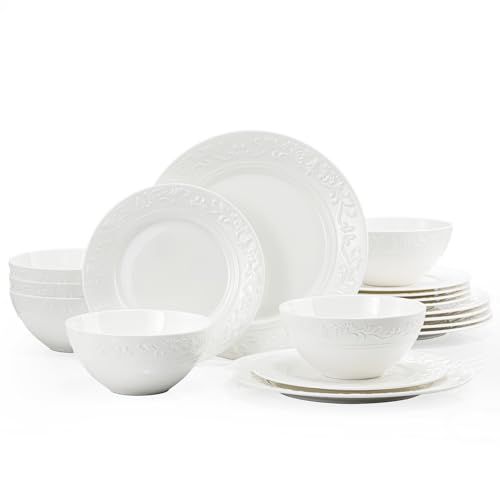 18-Piece Bone China Dinnerware Set Service for 6 Vintage Embossed Design