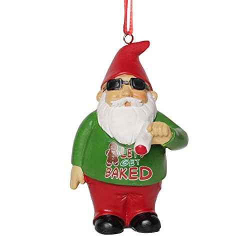 Gnometastic Smoking Let's Get Baked Gnome Ornament - Inappropriate Funny Christmas Ornaments for Adults, Stocking Stuffers & White Elephant Gifts for Adults, 3.5 Inch