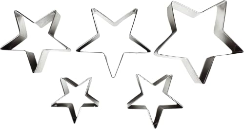 5-Pack Stainless Steel Star Cookie Cutters for Baking & Cake Decorating