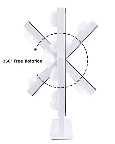 White Lighted Makeup Mirror with 9 LED Bulbs, 14.1" x 11.8" Vanity Mirror with Lights