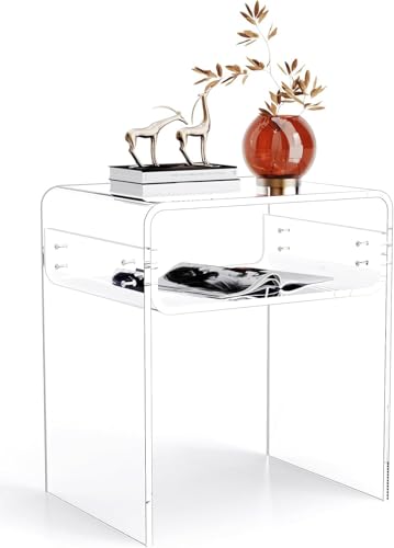 Solaround Clear Acrylic 2-Tier End Table Variation 1 for Living Room & Bedroom