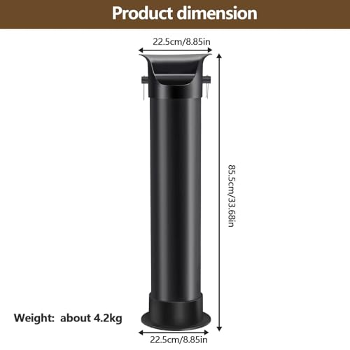 Black Espresso Coffee Knock Box - Commercial Standing Grounds Container with Garbage Bags & Towels