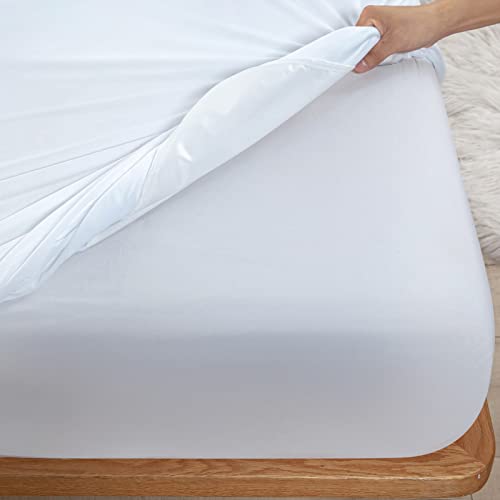 Kingnex Waterproof Split Top King Mattress Protector for Adjustable Bed - White, 32-34" Split from Top King
