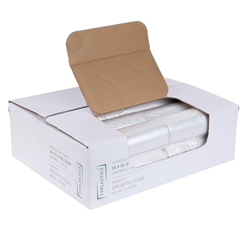 Wholesale 50-Pack TYPLASTICS 24x33 Inch Trash Can Liners - 1000 Count, Leak-Proof, Fits 10-15 Gallon Bins